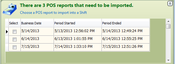 2. Choose Data to Import into new Shift