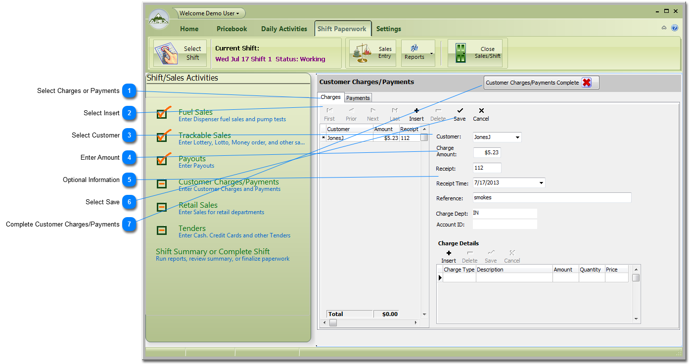 Customer Charges/Payments