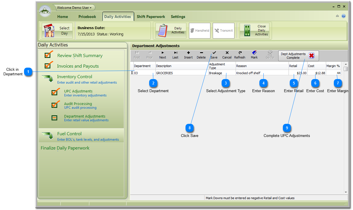 Department Adjustments