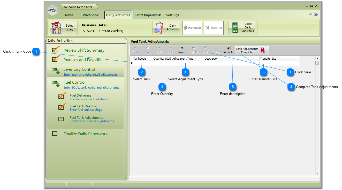 Fuel Tank Adjustments