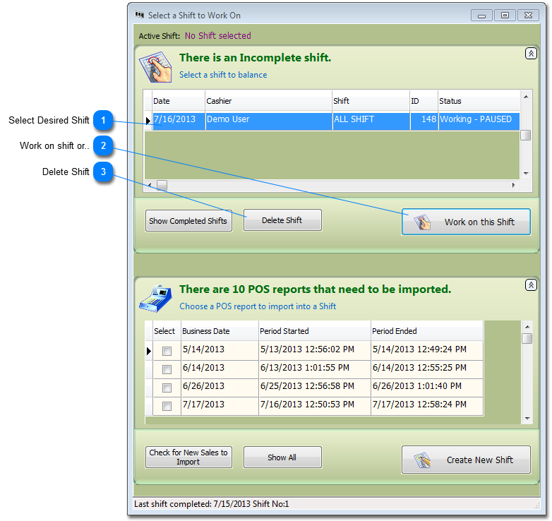 Select/Delete a Shift